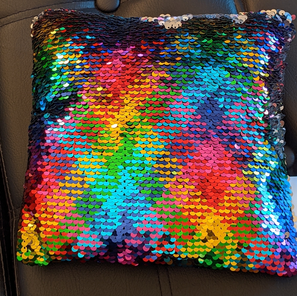 Vibrant Sequin Pillow w/ Plush Back
